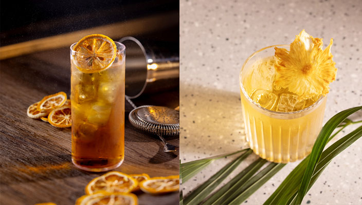 以凍檸茶為靈感的Mocktail「COT」HK$78(Blend tea, Lemon)以菜蜜為靈感的Cocktail 「Green Fashion」HK$128(Watercress, P