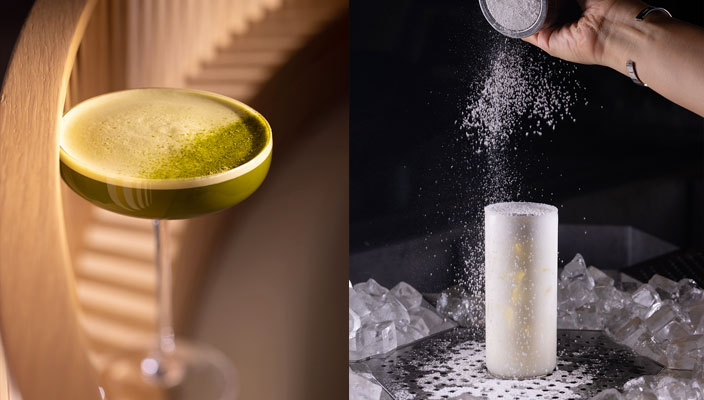 I-O-N「Martini」HK$108(Coffee, Matcha, Gin)以杏霜為靈感的Cocktail「Snow Fizz」HK$88(Almond tea, Vanilla, Gin)此外