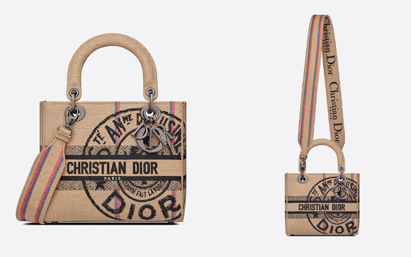 MEDIUM LADY D-LITE BAG Beige Jute Canvas Embroidered with Dior Union Motif $41,000>>按此購買(圖片來源: