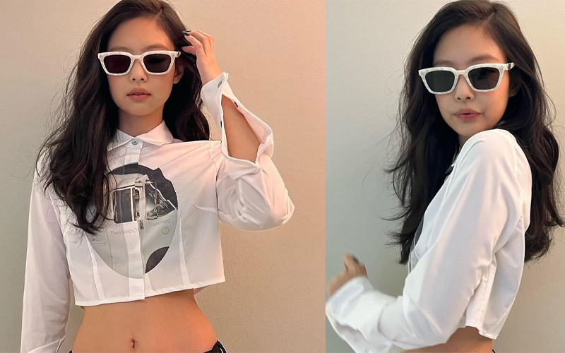 Blackpink Jennie x Gentle Monster Jentle Garden系列粗框、偏方形的太陽眼鏡可說是近年潮流,偏長的設計十分中性,不論男女都適用,當作情侶裝太陽眼鏡也不錯;亦