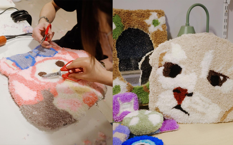 圖片來源：IG@theflooriscoldstudio參加者只要在上堂前決定你想製作的圖案，到場再選毛冷顏色，繪畫草圖後便可開始；因為畫布較細，所需時間較短，適合初接觸又想挑選一下的大家！Thefl