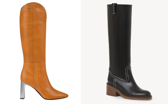 左：LONGCHAMP - Heel boots $7,500右：Chloe - mallo tall boot $12,800另外，因為寬鬆版形讓你空間把褲子塞進靴子，穿貼身牛仔褲也好看；而搭長裙也