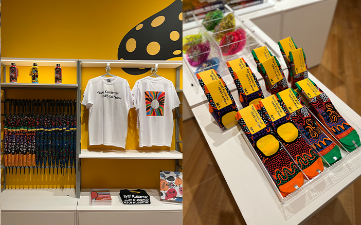 左:多款T-shirt右:草間彌生針織襪 $98其他草間彌生相關設計商品亦同時發售,包括圖錄《草間彌生:1945年至今》,有興趣的就記得入手啦!