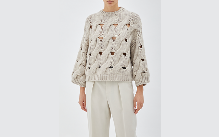 2. BRUNELLO CUCINELLI RN CROPPED HEAVY CABLE KNIT JUMPER $34,500
