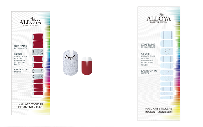 英國品牌ALLOYA以「無害香氛彩妝」及「無添加劑保養品」為理念，產品都不會對皮膚造成負擔，而ALLOYA的快速美甲貼紙不含甲醛、甲苯及DBP增塑，大論大人或小朋友都能可以安心使用。&nbsp;