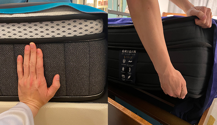 左：其他品牌的高級床褥｜右：Origin Pro鈦合金床褥&nbsp;【採用優質物料 床褥較厚實】睡覺當然是想睡「高床軟枕」，Origin Pro鈦合金床褥似乎比高級床褥更厚、更豪華。&nbsp;