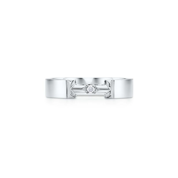 Tiffany True Link 18k白金鑲鑽戒指