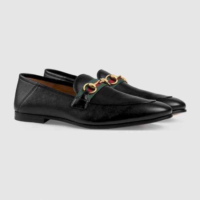 Gucci Mens leather Horsebit loafer with Web
