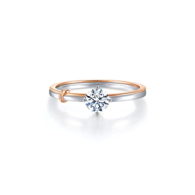 Promessa「同心」18K白紅分色黃金鑽石戒指-0.4克拉