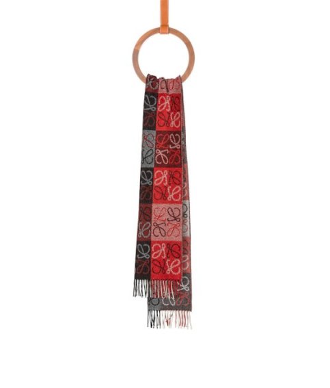 LOEWE Scarf Anagram In Lines White and Red