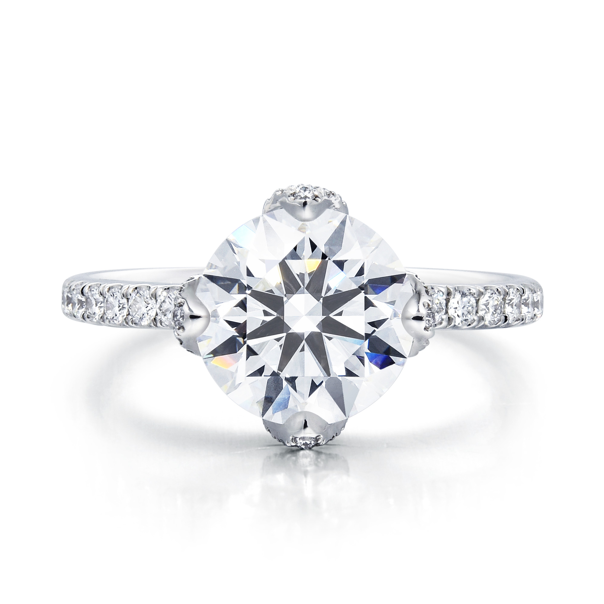 Infini Love Diamond 婚嫁系列 18K白金及900鉑金鑽石戒指 (粉紅鑽襯石)