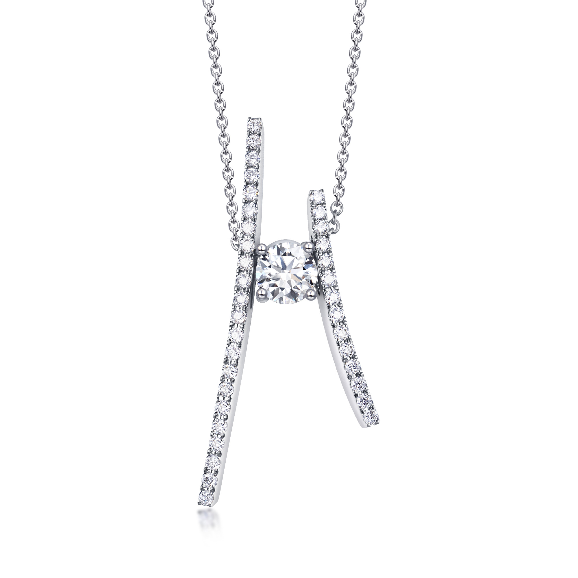 Infini Love Diamond Iconic 系列 18K白金鑽石頸鍊(流線形配飾)