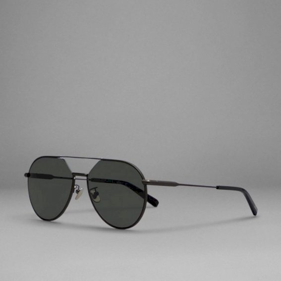 Black aviator sunglasses with gray lenses