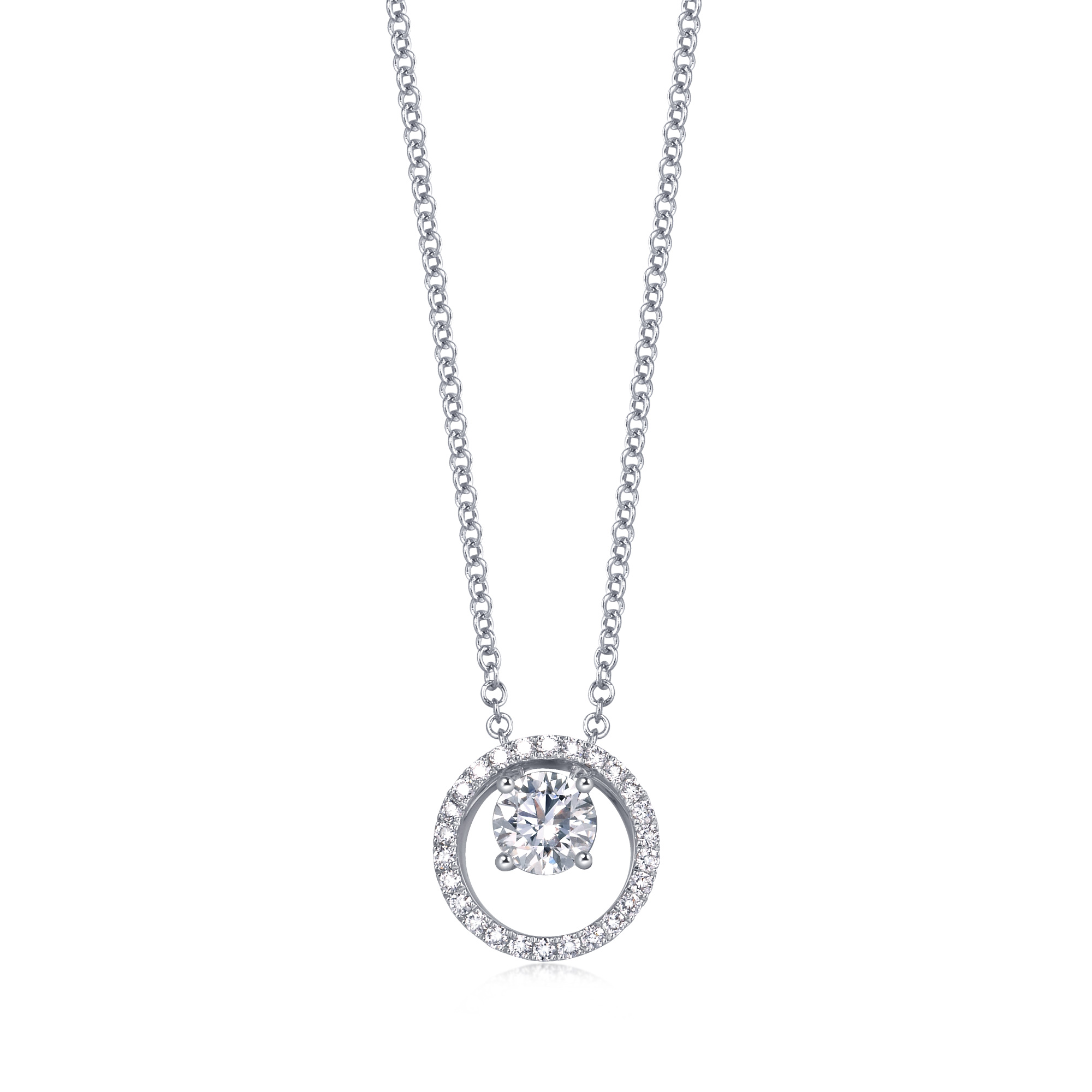 Infini Love Diamond Iconic 系列 18K白金鑽石頸鍊 (圓鑽之環款)