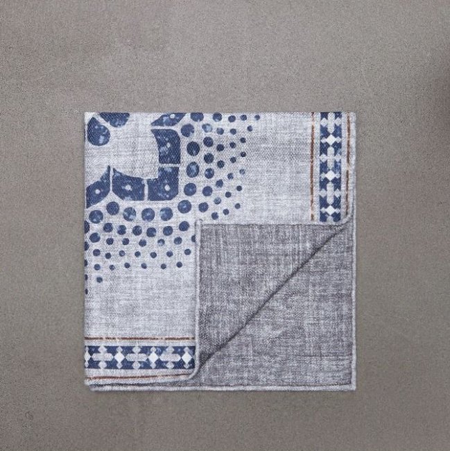 Brunello Cucinelli 花卉圖案和邊框設計絲綢口袋巾