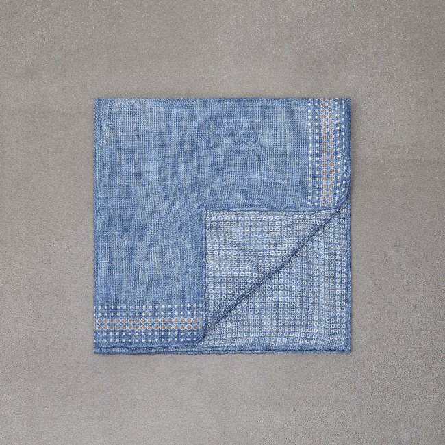 Brunello Cucinelli 邊框設計棉麻麵料口袋巾