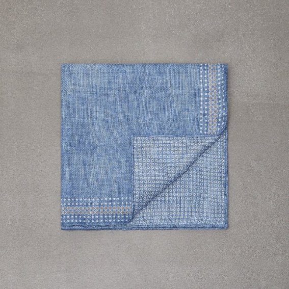 Brunello Cucinelli 邊框設計棉麻麵料口袋巾