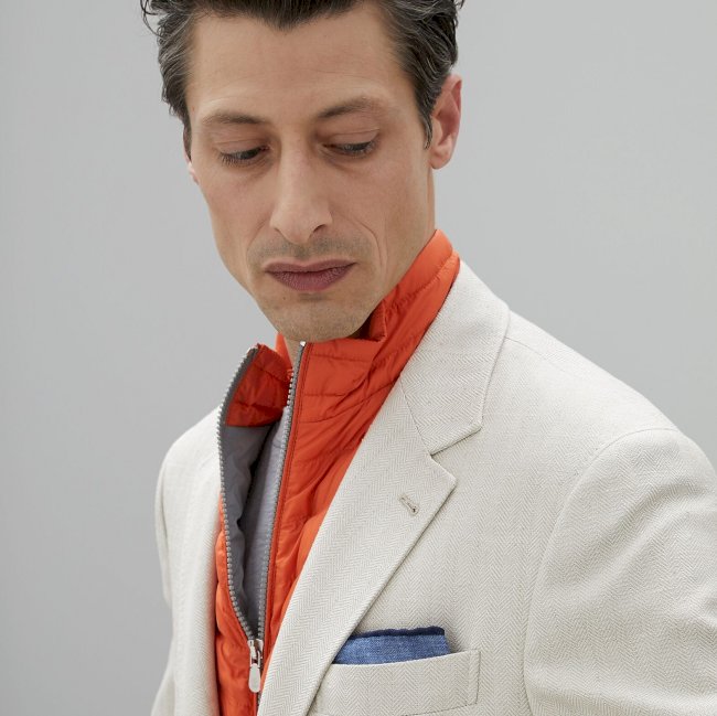 Brunello Cucinelli 撞色鎖邊 絲綢色塊口袋巾