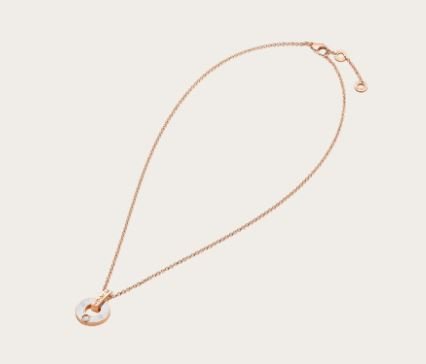 BVLGARI BVLGARI 18K 玫瑰金鏤空項鍊 鑲飾珍珠母貝元素