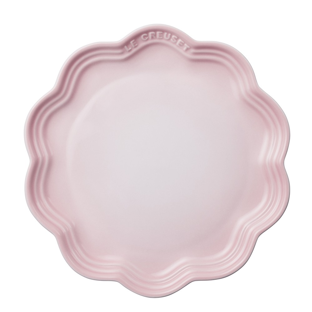 陶瓷花邊形碟 22厘米 - Shell Pink