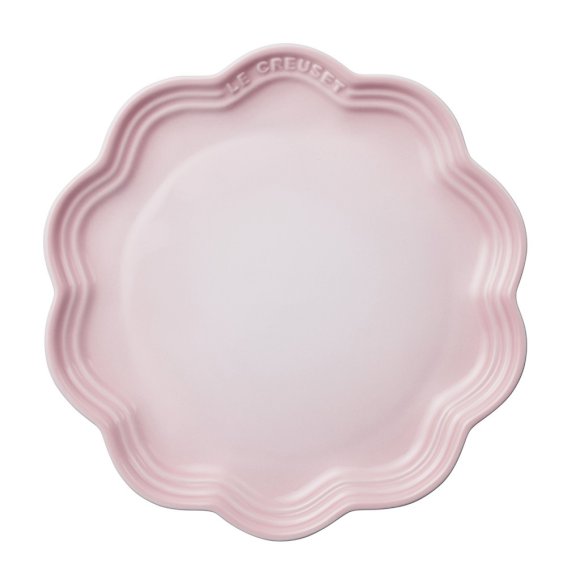 陶瓷花邊形碟 22厘米 - Shell Pink